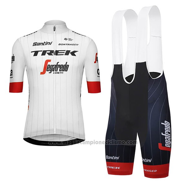 2018 Abbigliamento Ciclismo Trek Segafredo Tour de France Bianco Rosso Manica Corta e Salopette